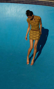 KEONI KNIT TOP - CARAMEL HIBISCUS