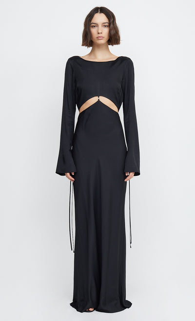 DIAMOND DAYS LONG SLEEVE MAXI DRESS - BLACK