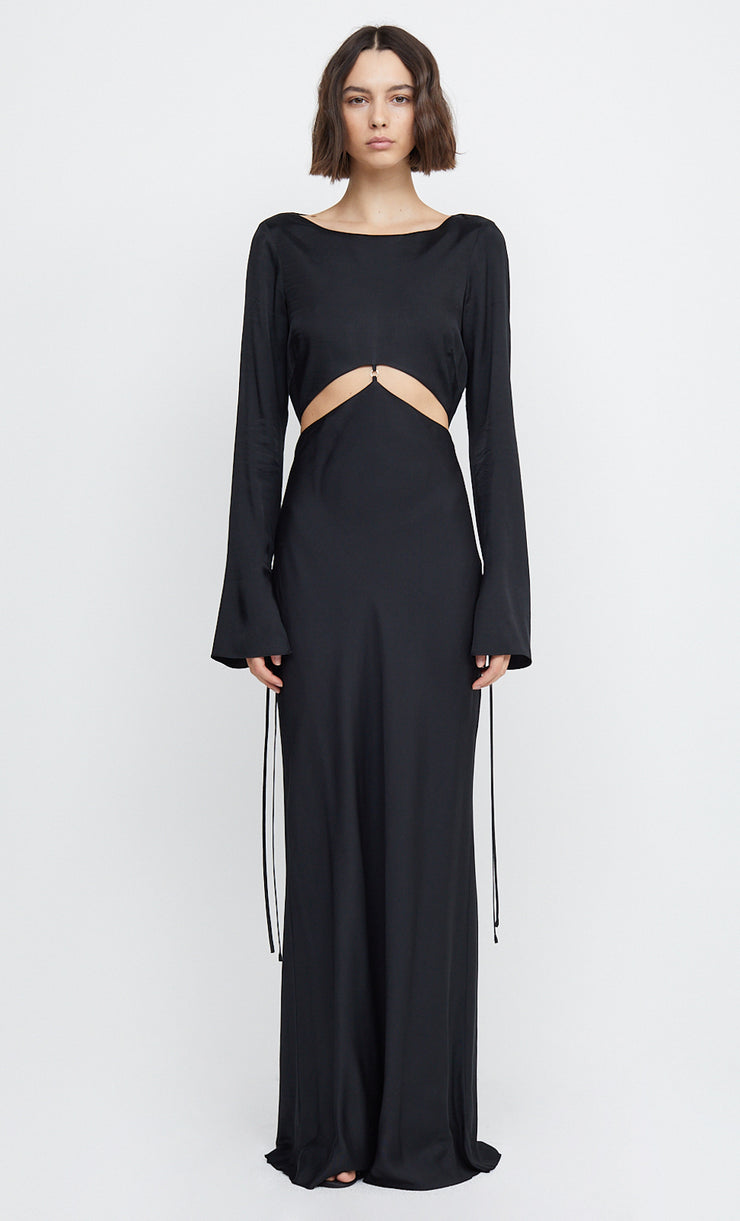 DIAMOND DAYS LONG SLEEVE MAXI DRESS - BLACK