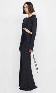 DIAMOND DAYS LONG SLEEVE MAXI DRESS - BLACK