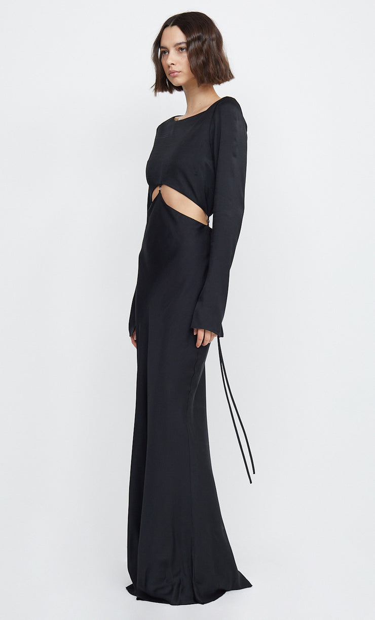 DIAMOND DAYS LONG SLEEVE MAXI DRESS - BLACK