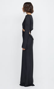 DIAMOND DAYS LONG SLEEVE MAXI DRESS - BLACK