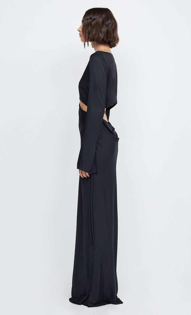 DIAMOND DAYS LONG SLEEVE MAXI DRESS - BLACK