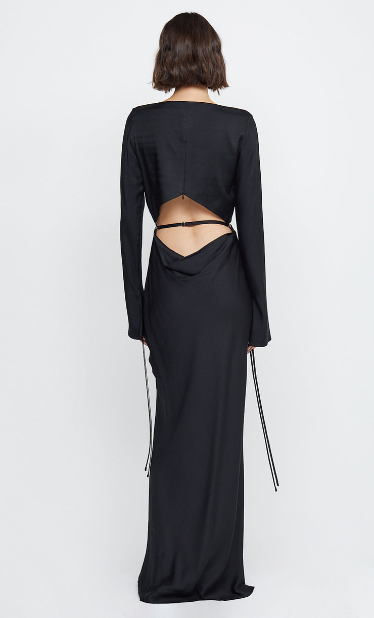 DIAMOND DAYS LONG SLEEVE MAXI DRESS - BLACK