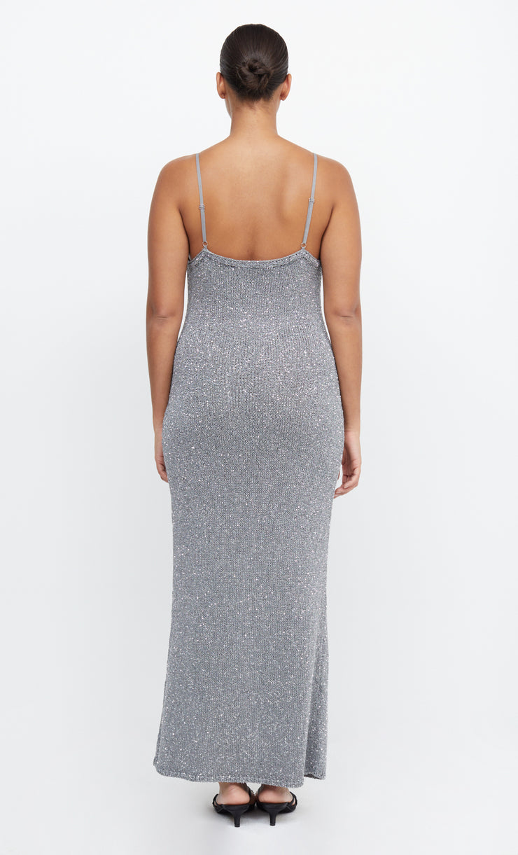 SADIE SEQUIN KNIT SLIP DRESS - CHARCOAL – BEC + BRIDGE AU