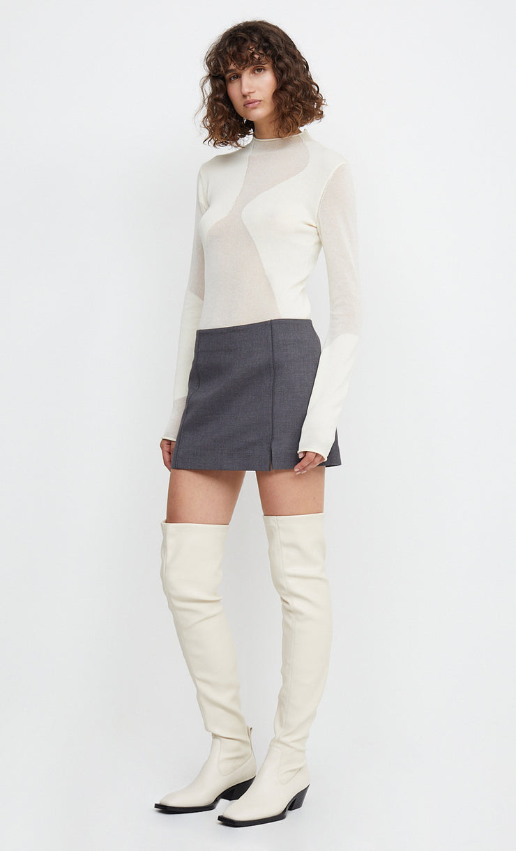 PEARLY THIGH HIGH BOOT - BONE