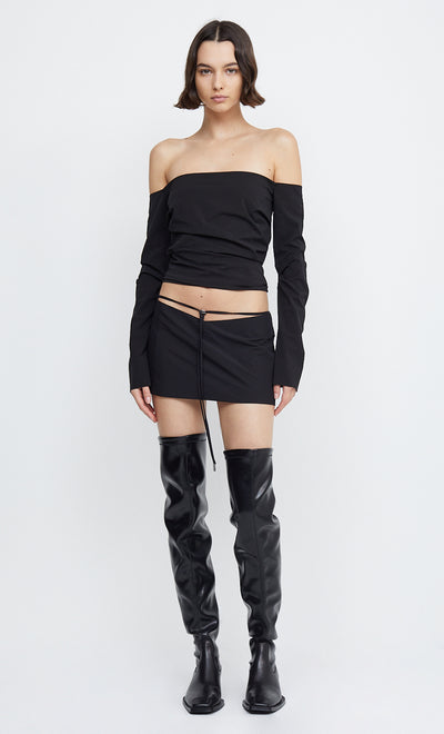 ZELIE OFF SHOULDER TOP - BLACK