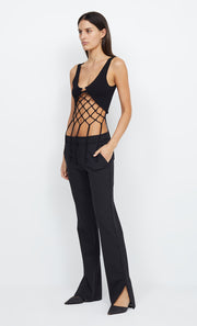 ARIA KNIT CROPPED TOP - BLACK