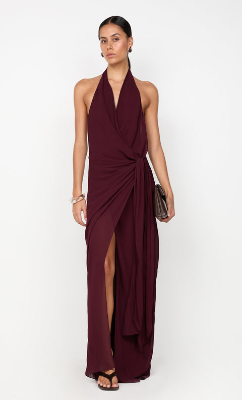 SONEVA WRAP DRESS - PLUM