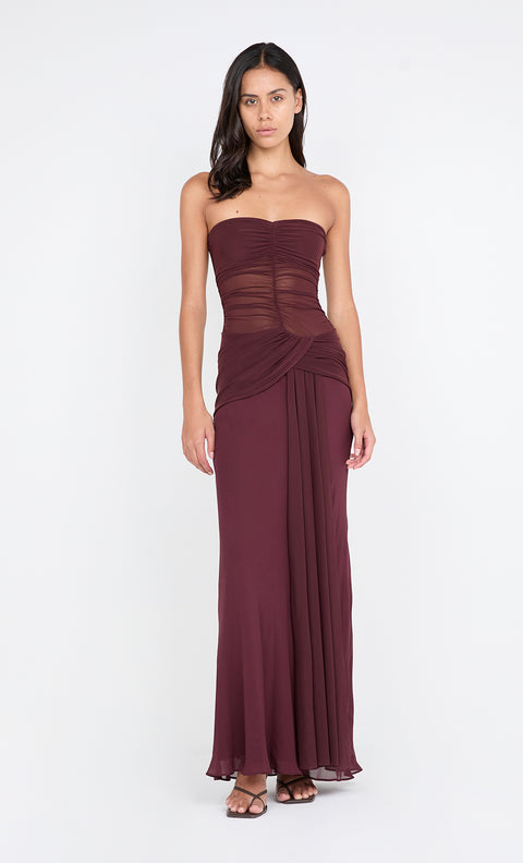 NOEMI STRAPLESS DRESS - PLUM