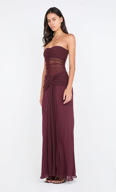 NOEMI STRAPLESS DRESS - PLUM