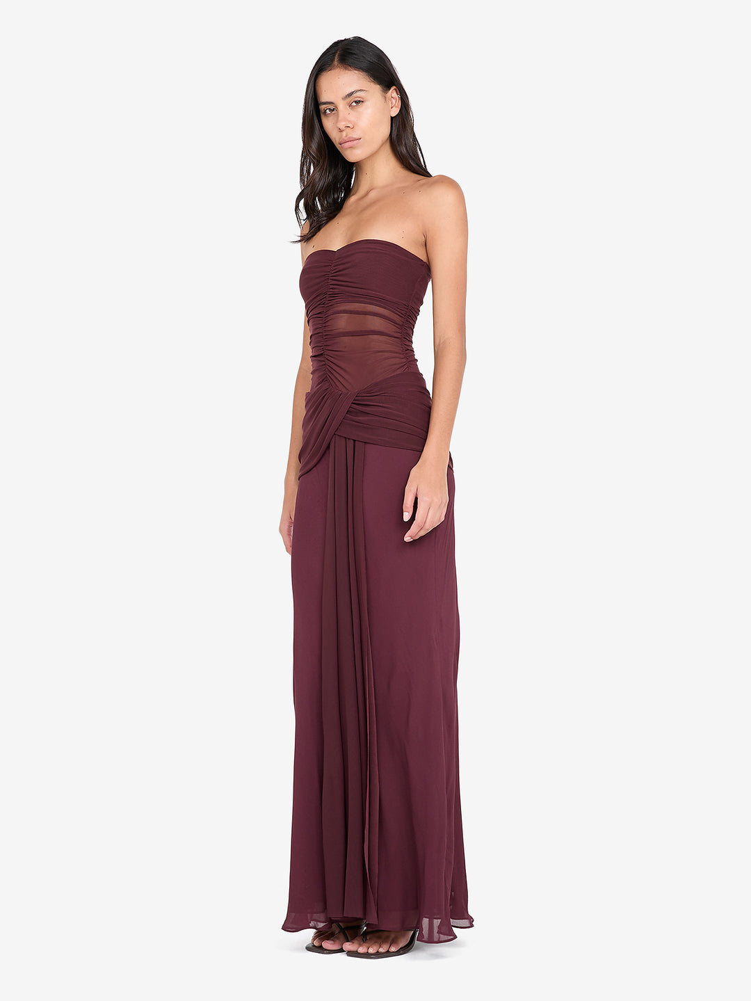 NOEMI STRAPLESS DRESS - PLUM