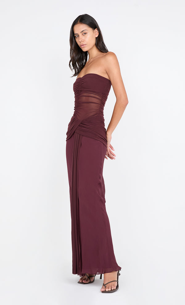 NOEMI STRAPLESS DRESS - PLUM