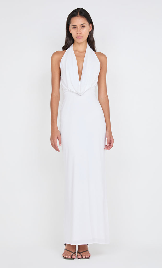 NESSIE COWL NECK MAXI DRESS - WHITE
