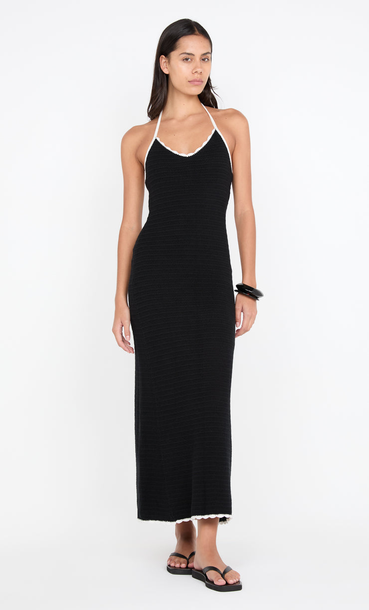 RAVYN HALTER MAXI DRESS - BLACK/WHITE