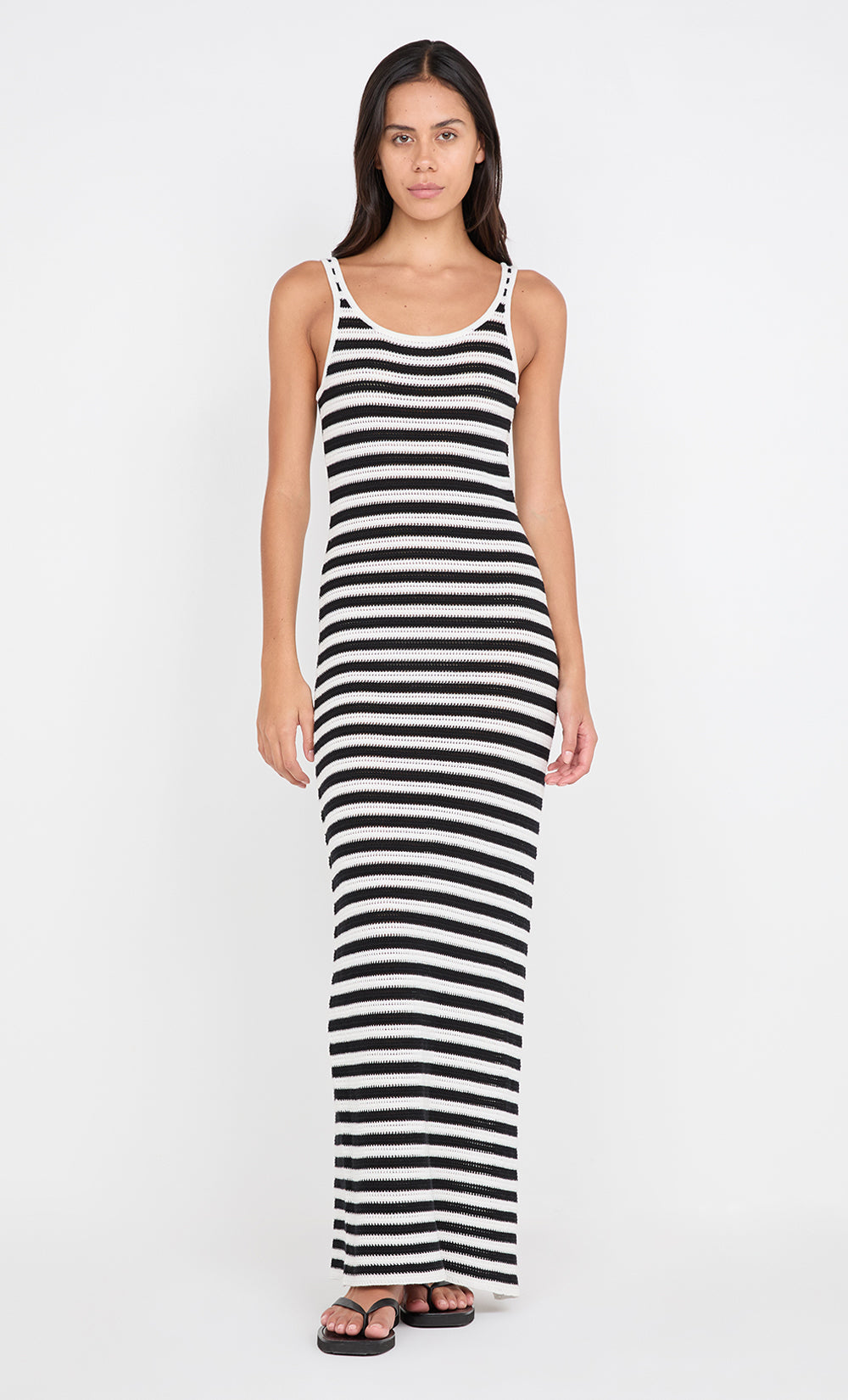 Sleeveless Striped Tank Maxi Dress LEXI TANK MAXI DRESS BLACK/WHITE STRIPE   BEC BRIDGE AU