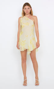 COLMAR ASYM MINI DRESS - LEMON FLORAL