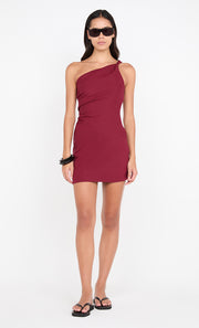 MELANIE ASYM MINI DRESS - PLUM