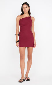 MELANIE ASYM MINI DRESS - PLUM