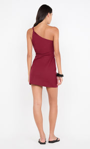 MELANIE ASYM MINI DRESS - PLUM