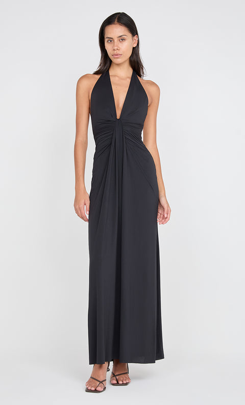 TILLIE DRAPE MAXI DRESS - BLACK