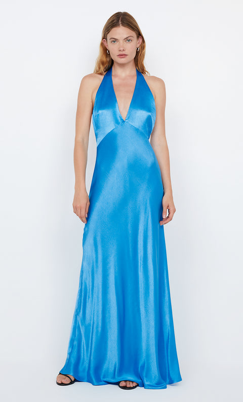 FRIDA HALTER DRESS - MID BLUE
