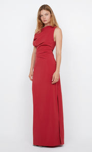 ANGELINA ASYM MAXI DRESS - CHERRY