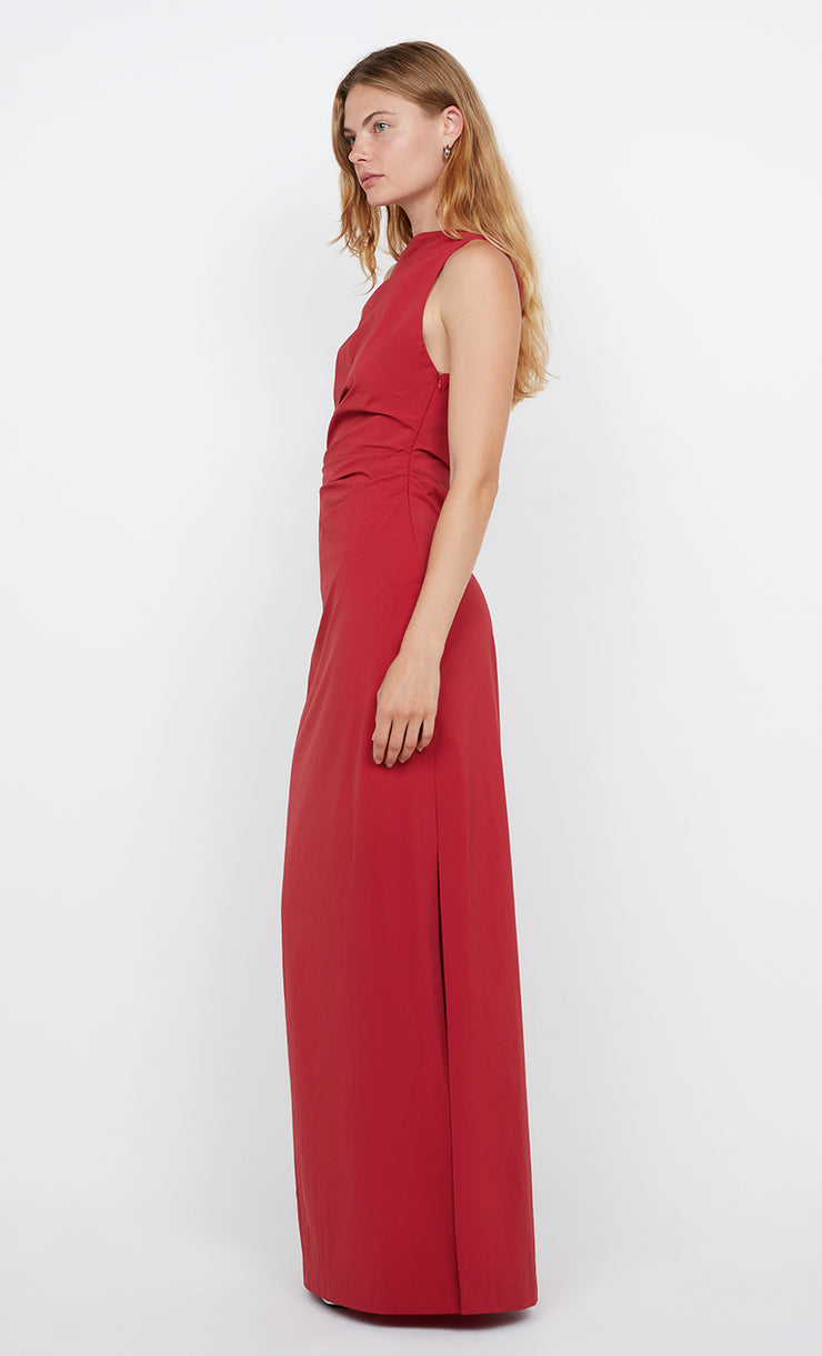 ANGELINA ASYM MAXI DRESS - CHERRY