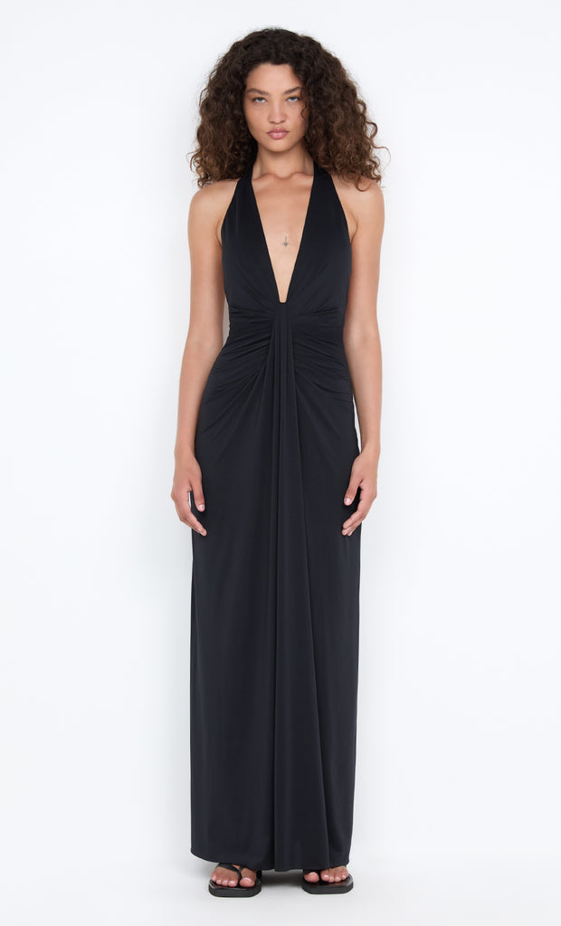 TILLIE DRAPE MAXI DRESS - BLACK