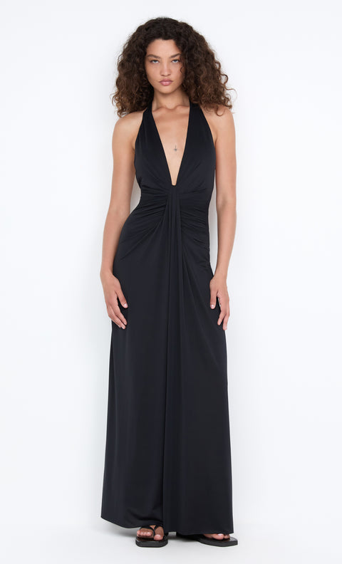 TILLIE DRAPE MAXI DRESS - BLACK
