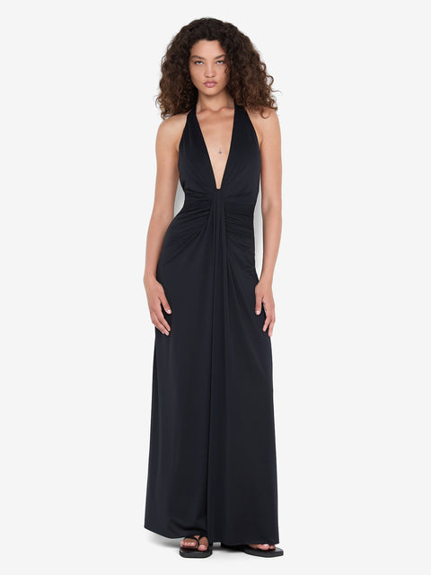 TILLIE DRAPE MAXI DRESS - BLACK