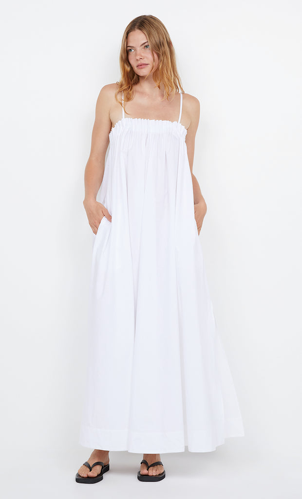 ALUCA PINTUCK MAXI DRESS - WHITE