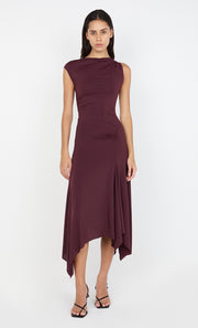 NARA ASYM MIDI DRESS - PLUM