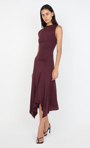 NARA ASYM MIDI DRESS - PLUM