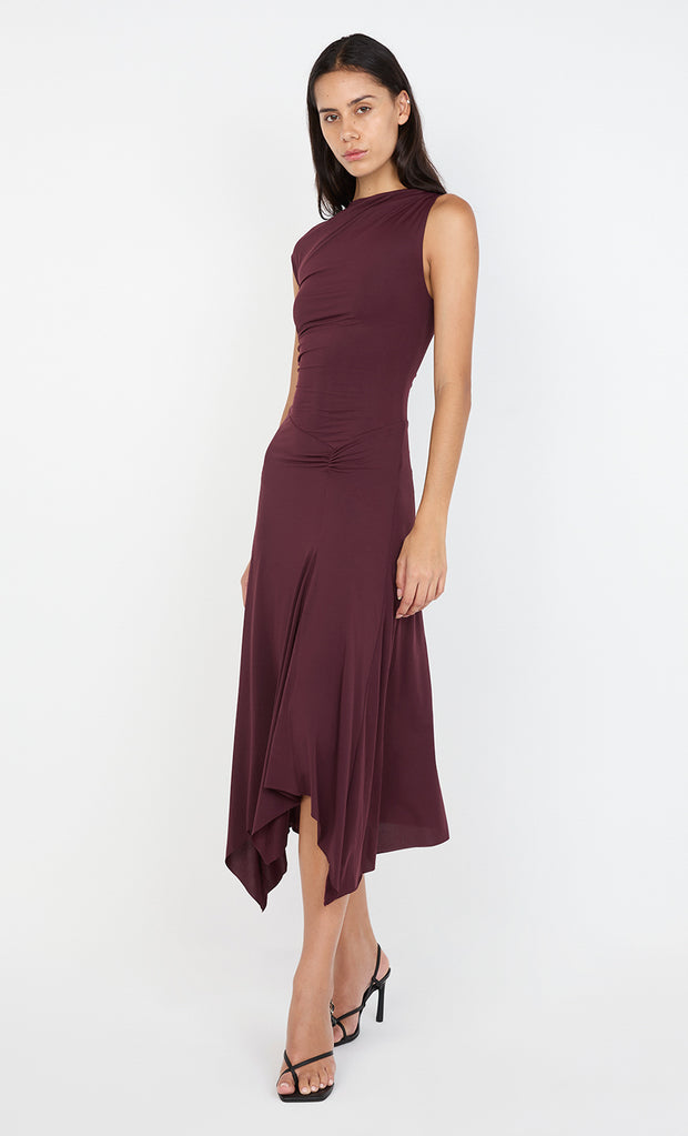 NARA ASYM MIDI DRESS - PLUM