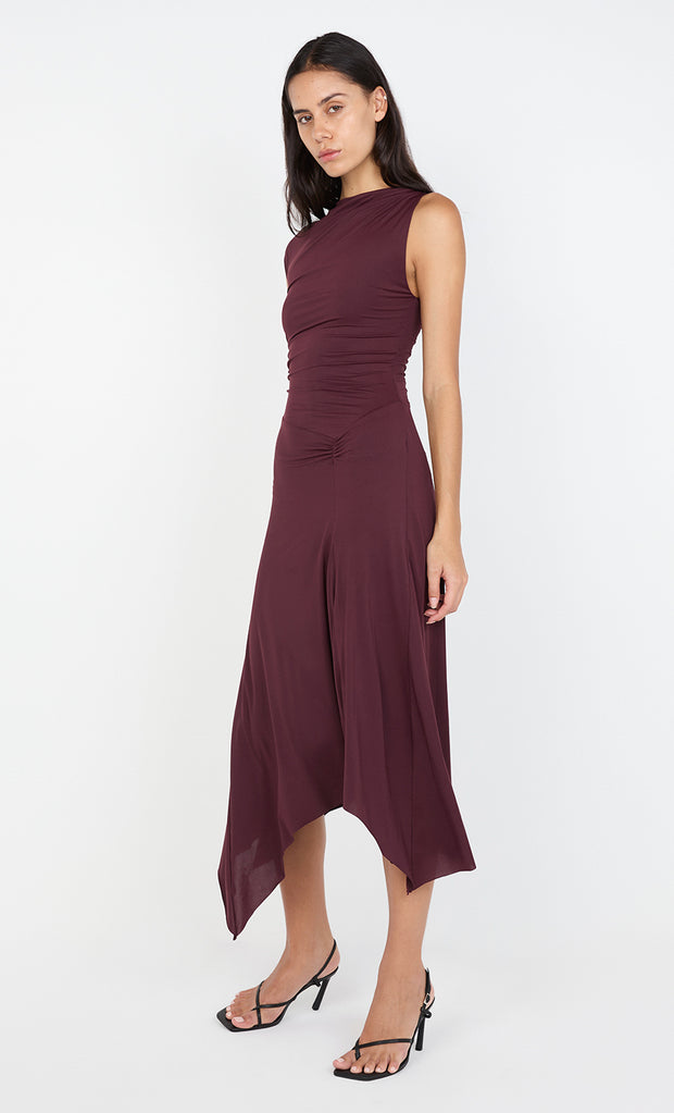NARA ASYM MIDI DRESS - PLUM