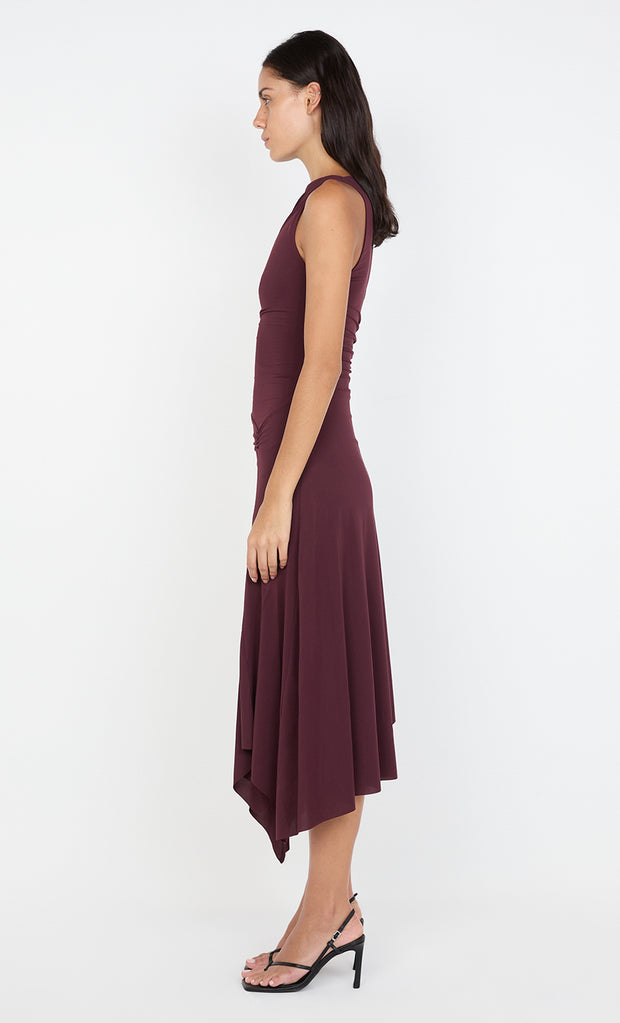 NARA ASYM MIDI DRESS - PLUM