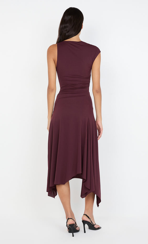 NARA ASYM MIDI DRESS - PLUM