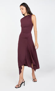 NARA ASYM MIDI DRESS - PLUM