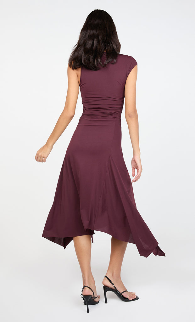 NARA ASYM MIDI DRESS - PLUM