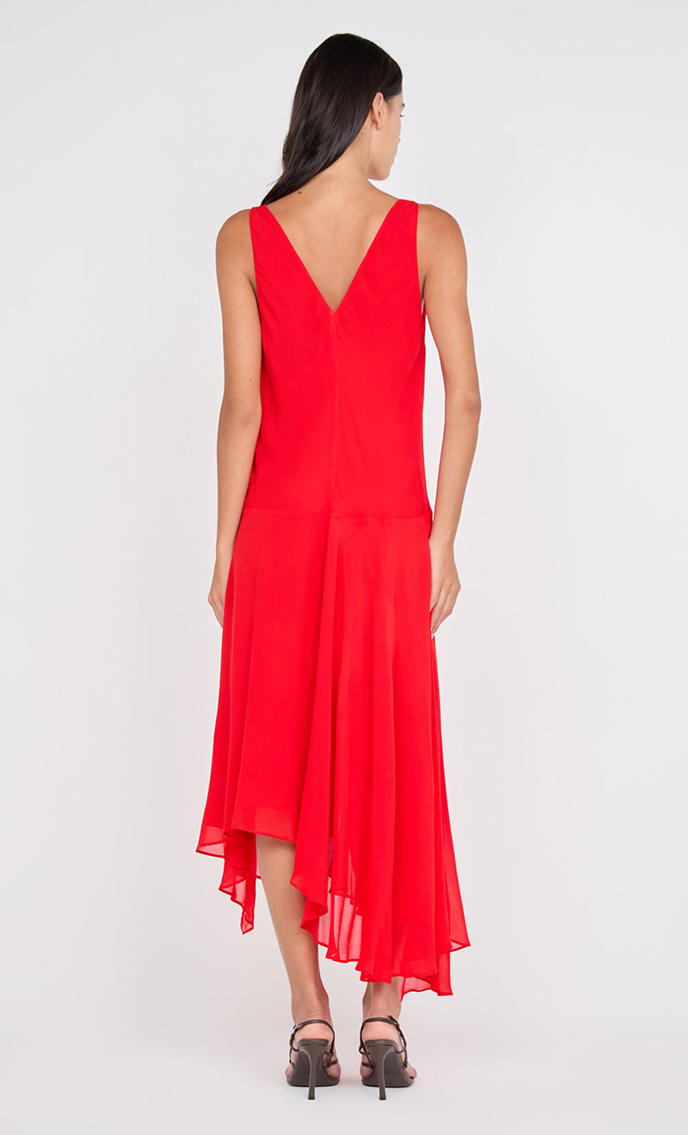 RHONE WRAP ASYM DRESS - CHILLI