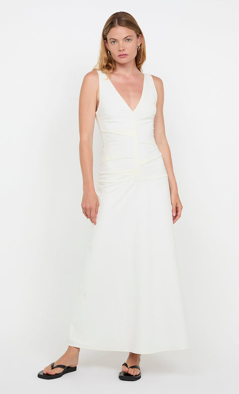 ABIGAIL TUCK MAXI DRESS - WHITE