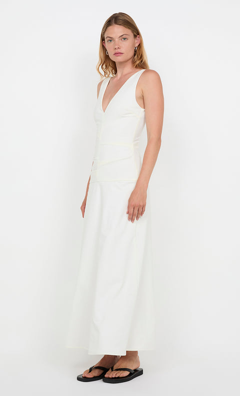 ABIGAIL TUCK MAXI DRESS - WHITE