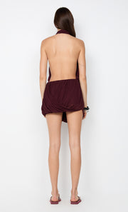 ROCHELLE DRAPE MINI DRESS - PLUM