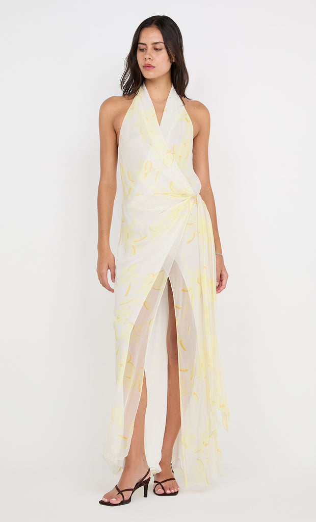 COLMAR WRAP MAXI DRESS - LEMON FLORAL