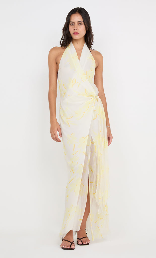 COLMAR WRAP MAXI DRESS - LEMON FLORAL