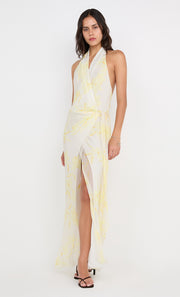 COLMAR WRAP MAXI DRESS - LEMON FLORAL