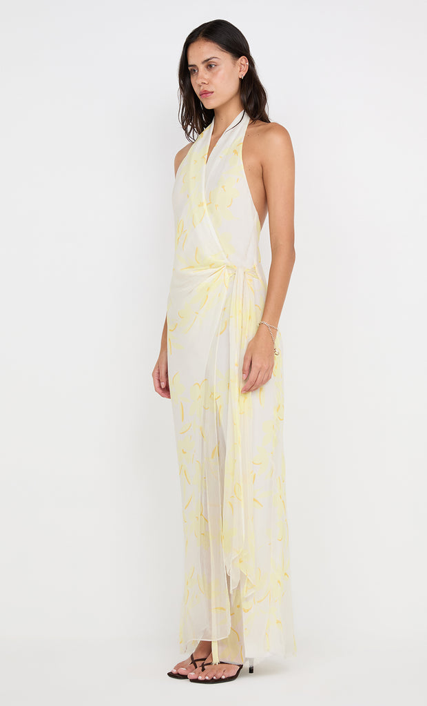 COLMAR WRAP MAXI DRESS - LEMON FLORAL