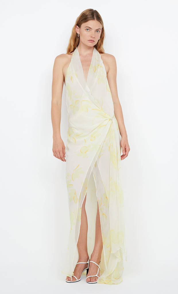COLMAR WRAP MAXI DRESS - LEMON FLORAL