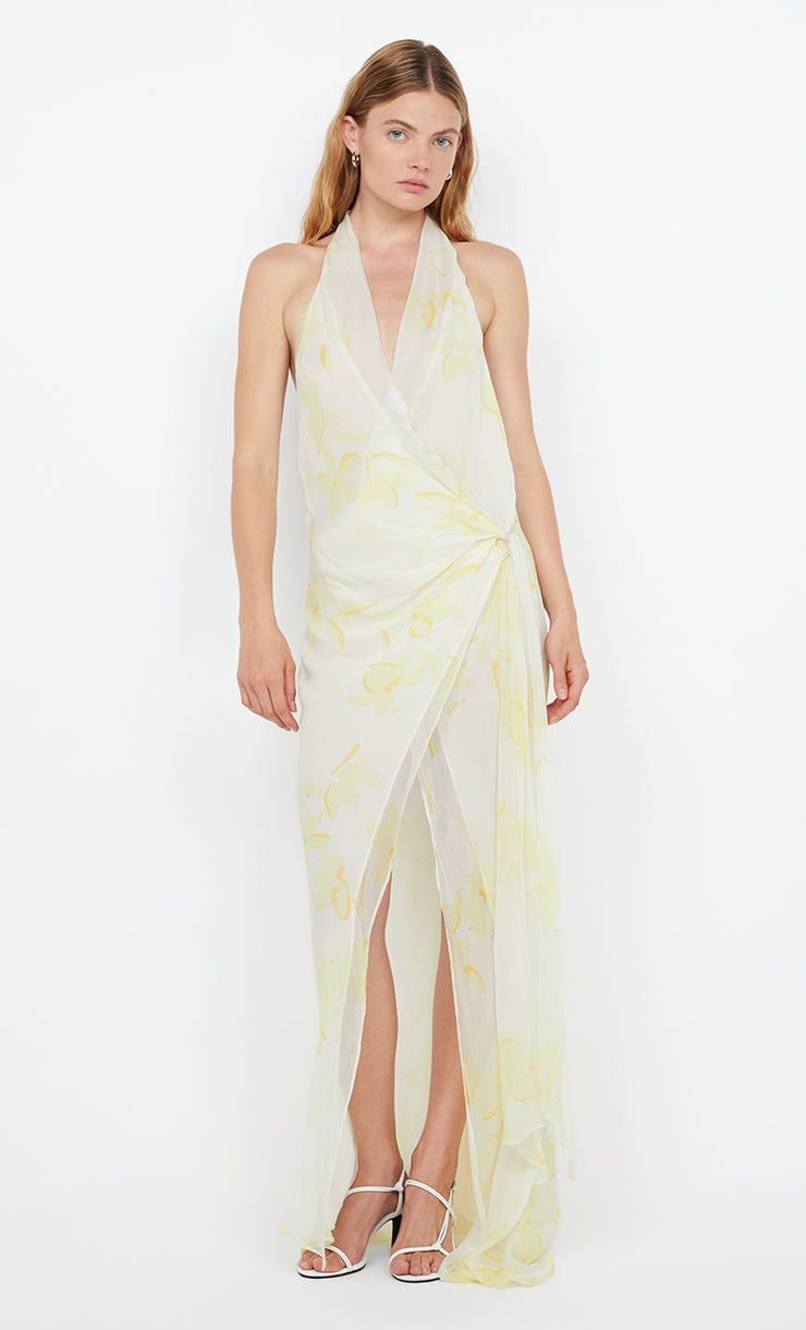 COLMAR WRAP MAXI DRESS - LEMON FLORAL